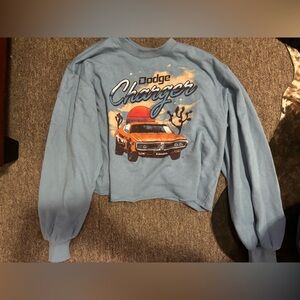 Sky blue Crop top “Dodge Charger”